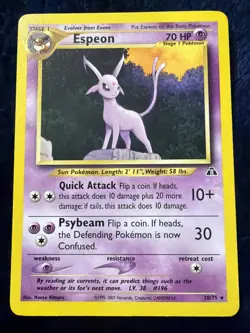 RARE Espeon 20/75 Neo Discovery Vintage Pokemon VLP - Image 1