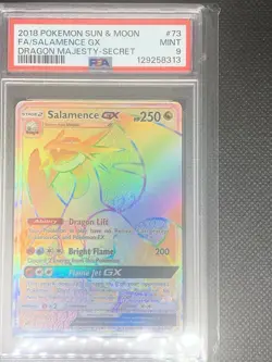 Pokemon 2018 Salamence GX Secret Rare 73/70 Dragon Majesty Holo PSA 9 - Image 1