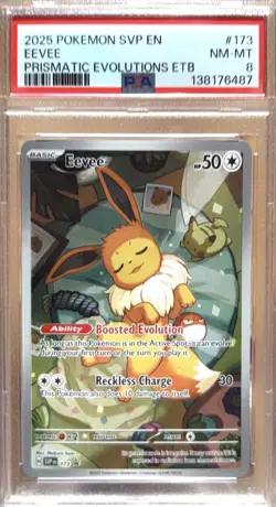 2025 POKEMON SVP EN-SV PRISMATIC EVOLUTIONS ETB PROMO #173 EEVEE PSA 8 - Image 1