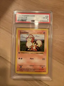 Growlithe Pokemon Base Set 1st Edition Shadowless #28 PSA 6 - Image 1