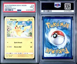 2019 POKEMON Pikachu 19 / 68 Sun & Moon Base Hidden Fates PSA 9 MINT - Image 3