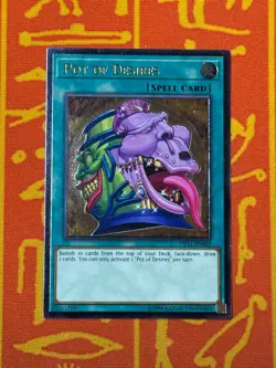 YUGIOH POT OF DESIRES ULTIMATE RARE NEAR MINT OP11-EN003 NA PRINT - Image 1