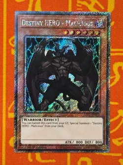 YUGIOH DESTINY HERO - MALICIOUS PLATINUM SECRET RARE NM RA03-EN001 - Image 1