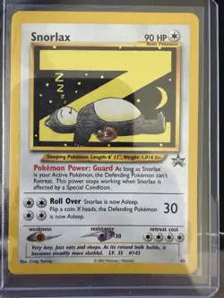 Snorlax 49/53 WOTC Black Star Promo Card 2002 Vintage FANTASTIC condition - Image 3