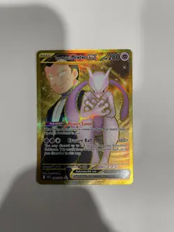 POKEMON Team Rocket's Mewtwo EX 240/182 NM/M+ gold Scarlet & Violet rare card - Image 1