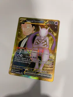POKEMON Team Rocket's Mewtwo EX 240/182 NM/M+ gold Scarlet & Violet rare card - Image 3
