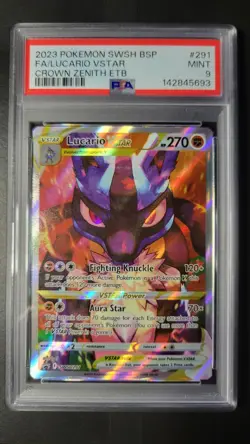 2023 Pokemon Lucario VSTAR Full Art Holo Promo PSA Mint 9 Sword & Shield SWSH291 - Image 1