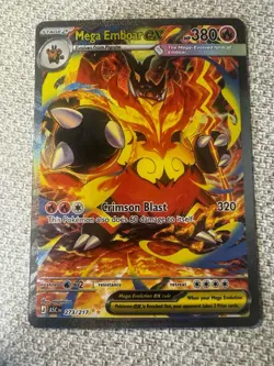 Pokemon Mega Emboar EX Full Art Rare Holo 273/217 ASC Fire Card Nintendo 2026 - Image 1