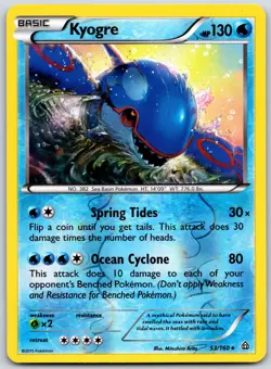 POKEMON PRIMAL CLASH KYOGRE 53/160 RARE REVERSE HOLO NM - Image 1