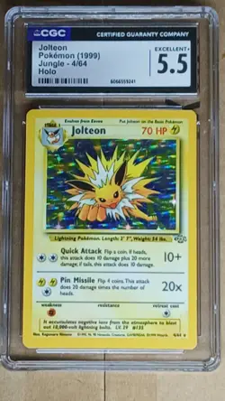 Pokemon TCG Jolteon 4/64 Jungle 1999 Holo Rare Unlimited CGC 5.5 Graded - Image 1