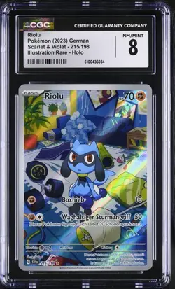 Pokemon TCG Riolu SVI 215/198 Deutsch PSA CGC 8 - Image 1