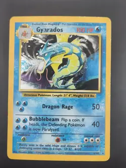 Base Set Pokemon TCG Gyarados 6/102 Rare Holo HP/DMG - Image 1