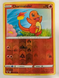 Charmander 023/185 Vivid Voltage Pokemon Reverse Holo Foil Nice! - Image 1