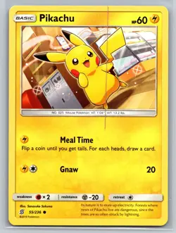 Pikachu 55/236 Unified Minds Electric Basic Common Pokemon TCG 2019 Collection - Image 1