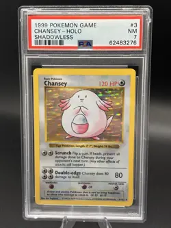 Pokemon Chansey Holo Rare Shadowless Base Set PSA 7 3/102 1999 - Image 1
