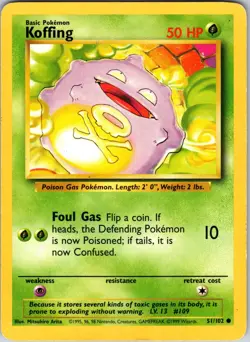 Koffing 051/102 Base Set Pokemon MP Normal - Image 1