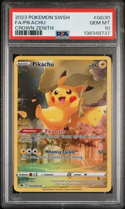 2023 POKEMON SWORD & SHIELD CROWN ZENITH #GG30 FULL ART/PIKACHU PSA 10 - Image 1