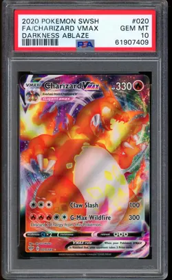 2020 Pokemon Charizard VMAX Darkness Ablaze Full Art #020 PSA 10 GEM MINT - Image 1