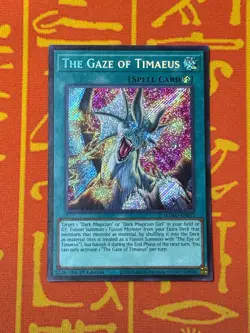 YUGIOH THE GAZE OF TIMAEUS SECRET RARE NEAR MINT MZMU-EN050 NA PRINT - Image 1