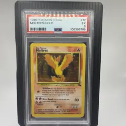 1999 POKEMON FOSSIL 1ST ED #12 MOLTRES-HOLO PSA 5 - Image 1