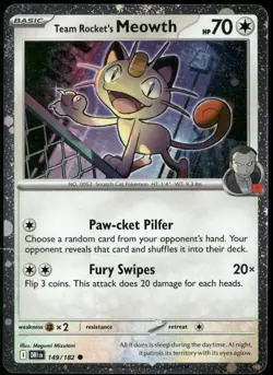 Team Rocket's Meowth (Cosmos Holo) Miscellaneous Cards & Products Holo 149/182 - Image 1