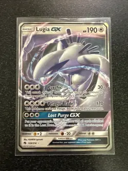Pokemon TCG Lugia GX Sun & Moon Lost Thunder Holo Ultra Rare Card 159/214 LP - Image 1