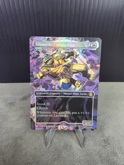 Leonardo, Cutting Edge R 0211 (Borderless Foil) TMT MTG Ninja Turtles NM - Image 1