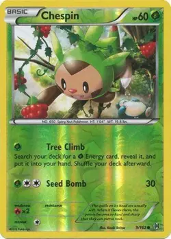Chespin 9/162 XY Breakthrough REVERSE HOLO PERFECT MINT! Pokemon - Image 1
