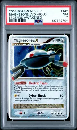 2008 POKEMON DIAMOND & PEARL LEGENDS AWAKENED #142 MAGNEZONE LV.X-HOLO PSA 7 - Image 1