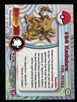 Kadabra Topps Chrome Pokemon Series 1 #64 2000 Pokemon Card - NM - Image 2