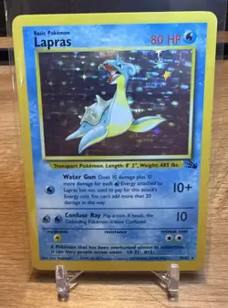 Pokemon TCG: 1999 Lapras 10/62 Fossil Holo Rare MP - Image 1