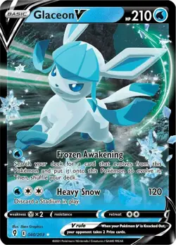 1x Glaceon V - 040/203 - Ultra Rare NM-Mint Pokemon SWSH07 - Evolving Skies - Image 1