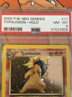 2000 Pokemon Neo Genesis #17 Typhlosion Holo PSA 8 NM-MT - Image 3