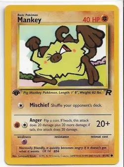 Pokemon TCG Team Rocket 1st Edition Mankey # 61/82 NM-MT Never Played With - Image 1