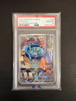 Pokemon Stellar Crown Squirtle 148/142 Illustration Rare GEM MINT PSA 10 - Image 1