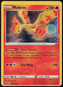 Moltres Holo 012/078 Pokemon GO Misprint/Miscut Error NM - Image 1