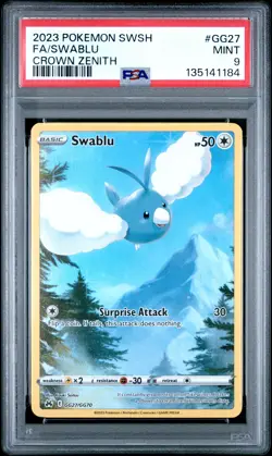 2023 POKEMON SWORD & SHIELD CROWN ZENITH #GG27 FULL ART/SWABLU PSA 9 - Image 1