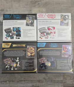 Pokemon ETBs Black Bolt White Flare Mega Evolution Phantasmal Flame Lot of 4 - Image 2