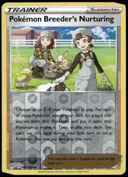 Pokemon Breeder's Nurturing SWSH03: Darkness Ablaze Reverse Holo 166/189 - Image 1