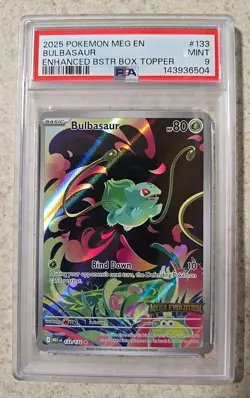 2025 POKEMON MEG EV BULBASAUR STAMPED ENHANCED BOX TOPPER #133 MINT PSA 9 - Image 1