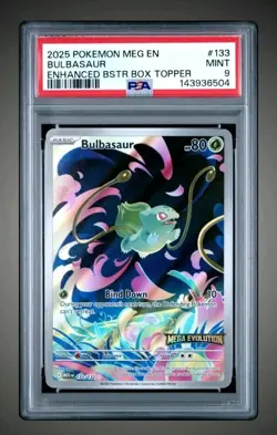 2025 POKEMON MEG EV BULBASAUR STAMPED ENHANCED BOX TOPPER #133 MINT PSA 9 - Image 3
