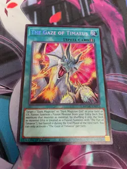 YUGIOH - THE GAZE OF TIMAEUS - SECRET RARE - MZMU - 1ST ED - NM - Image 1
