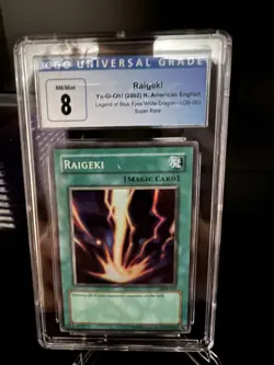Yu-Gi-Oh CGC 8 Raigeki LOB-053 - Image 1