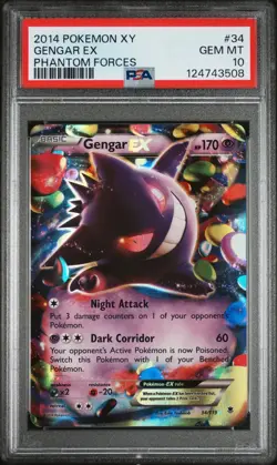 2014 POKEMON XY PHANTOM FORCES #34 GENGAR EX PSA 10 - Image 2
