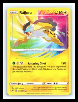 💥 Raikou Amazing Rare Holo SWSH04: Vivid Voltage 050/185 2020 Pokemon TCG - Image 1