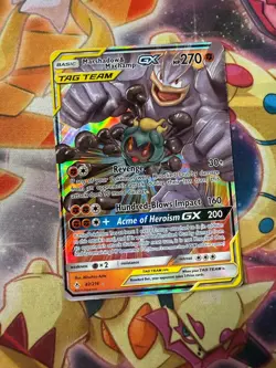 Marshadow & Machamp GX 82/214 Unbroken Bonds Ultra Rare Tag Team Holo Pokemon NM - Image 1