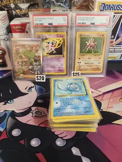 Pokemon Lot Mr Mime PSA 7 Hitmonchan PSA 5 Clive Full Art 58 Vintage Singles - Image 1