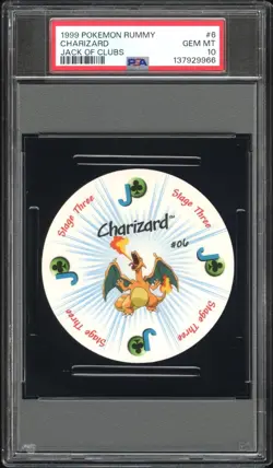 1999 POKEMON RUMMY 6 CHARIZARD JACK OF CLUBS PSA 10 - Image 1