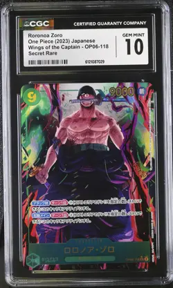 CGC 10 Roronoa Zoro #OP06-118 Japanese 2023 One Piece Wings Of The Captain - Image 1