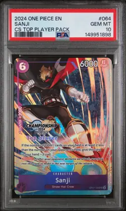 Sanji (Championship 2024 Top Player Pack) OP07-064 One Piece PSA 10 English - Image 1